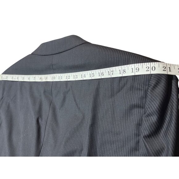 Calvin Klein Mens Black Pinstripe Wool Suit Jacket Blazer 2-Button 46L - Picture 7 of 11